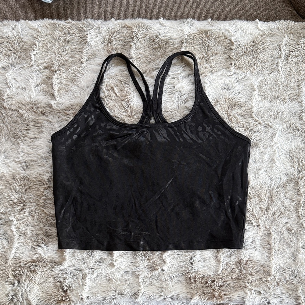 Calvin Klein Performance Black Crop Top Built In Bra Size L Athletic Goth Punk
